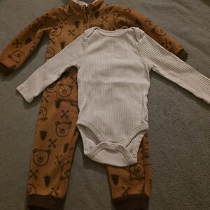 Cozy Brown and White Kids Footie Set